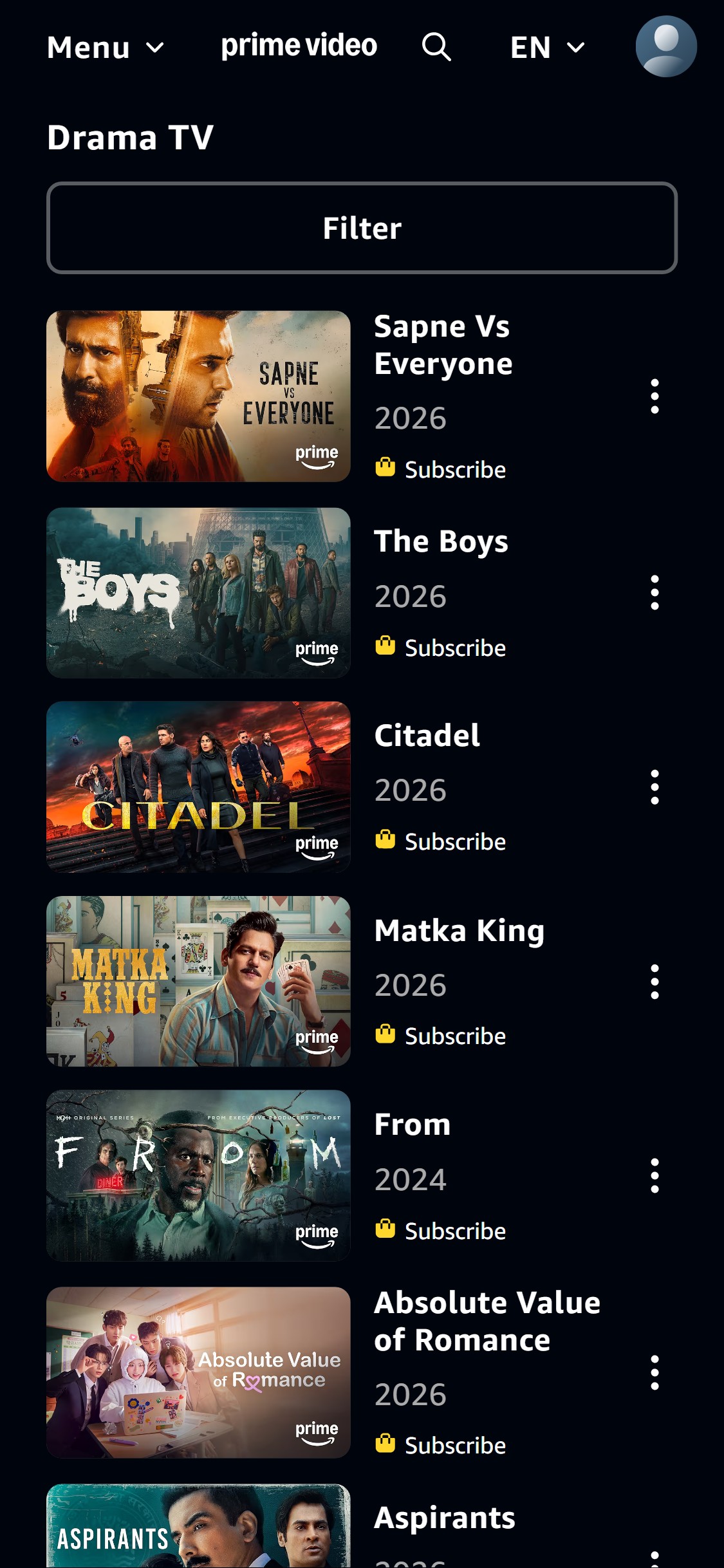 Amazon Prime Video — Browse Drama