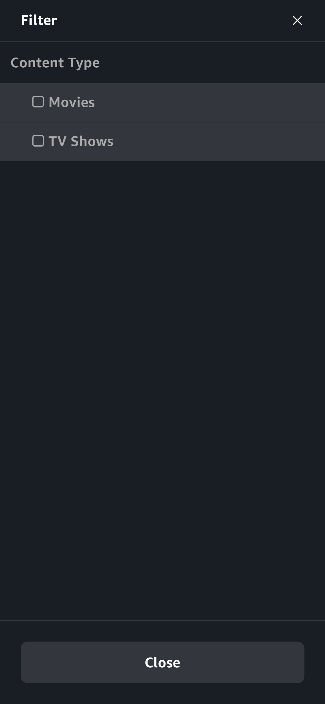 Amazon Prime Video — Browse Filter