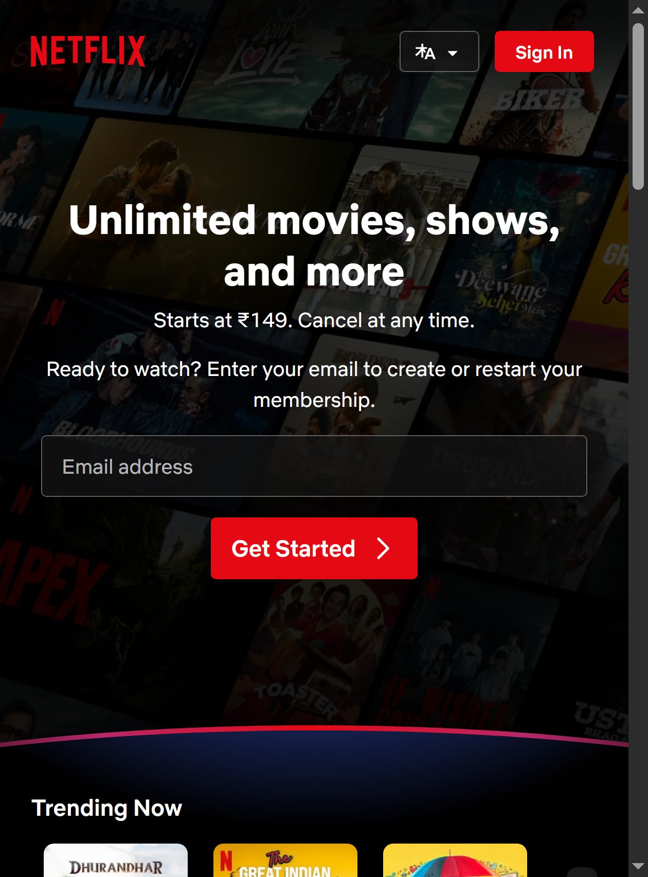 Netflix India — Mobile