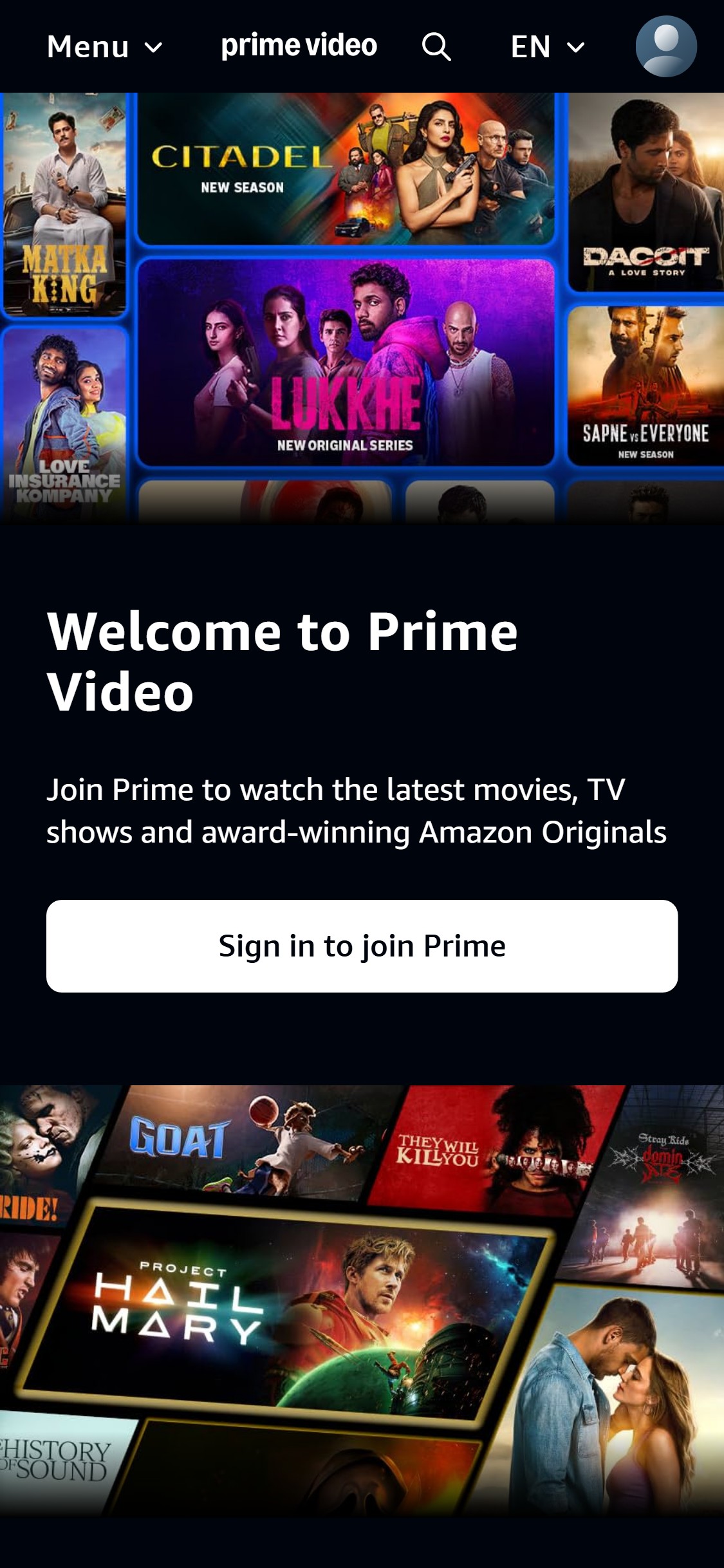 Amazon Prime Video — Subscribe Page